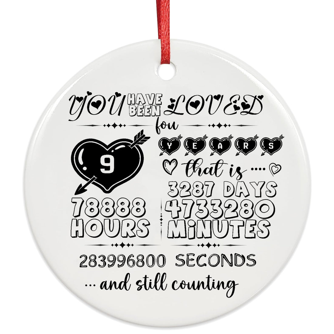 9th Anniversary Ornament Gift for Couple - Pottery Decoration for Wife and Husband