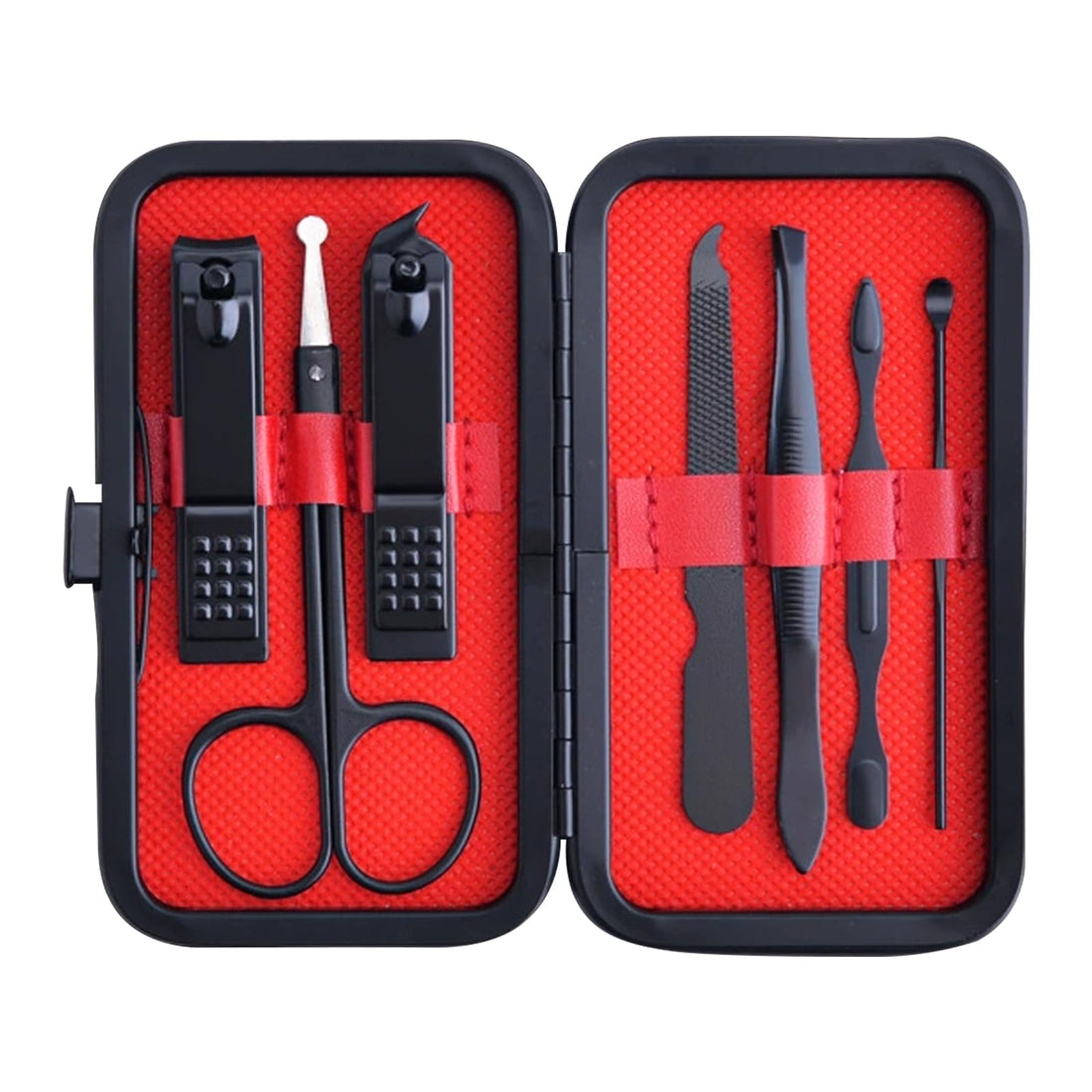 Stainless Steel Men's Nail Grooming Kit with Multiple Personal Care Tools.