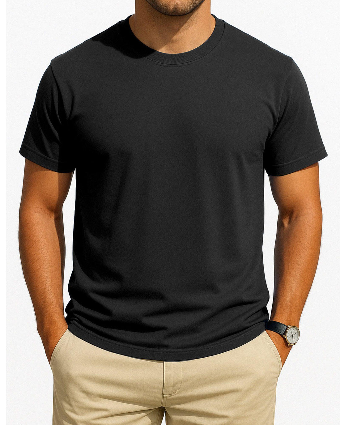 Black Casual Crew Neck T-Shirts for Men