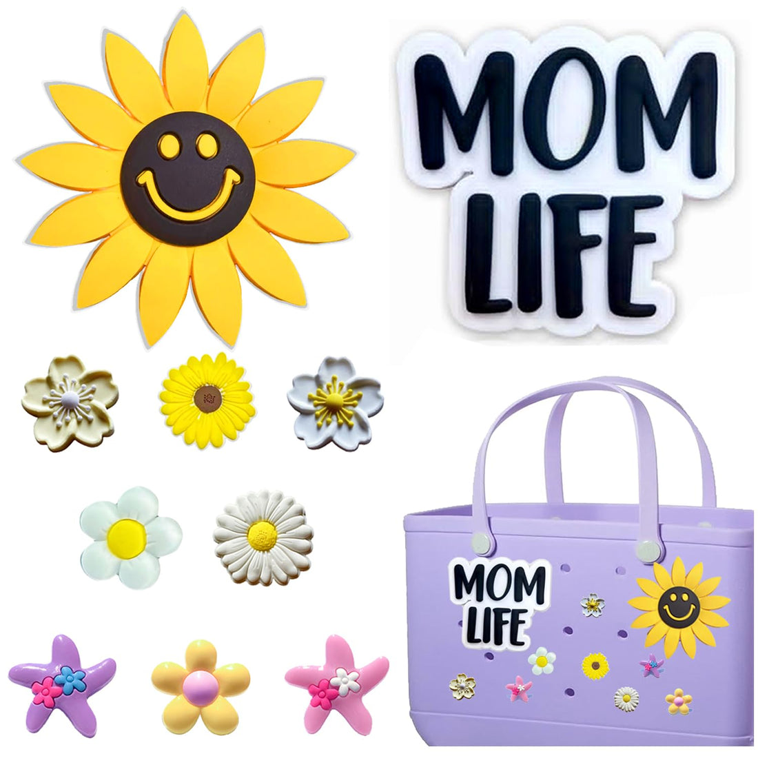 MOM LIFE Charms for Bogg Bag - 10PCS Decoration Accessories Compatible with All Bogg Bag Models