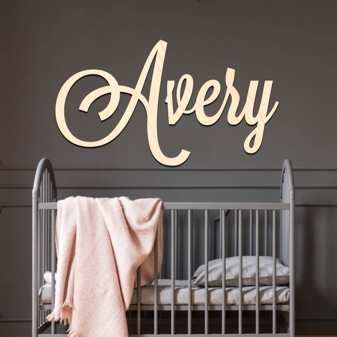 Customizable Personalized Wood Name Sign for Nursery or Family Display.