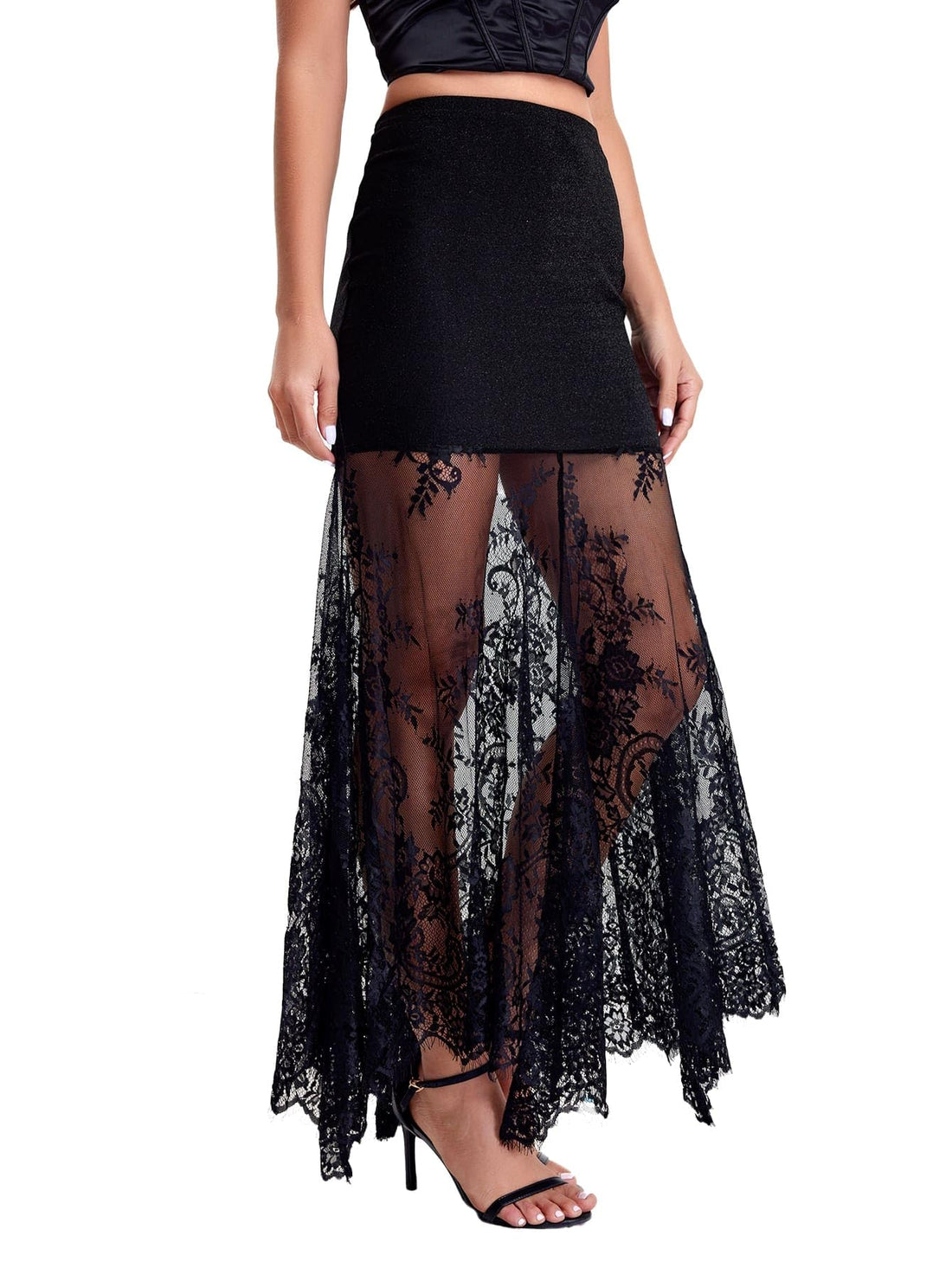 Women's Floral Lace Maxi Skirt