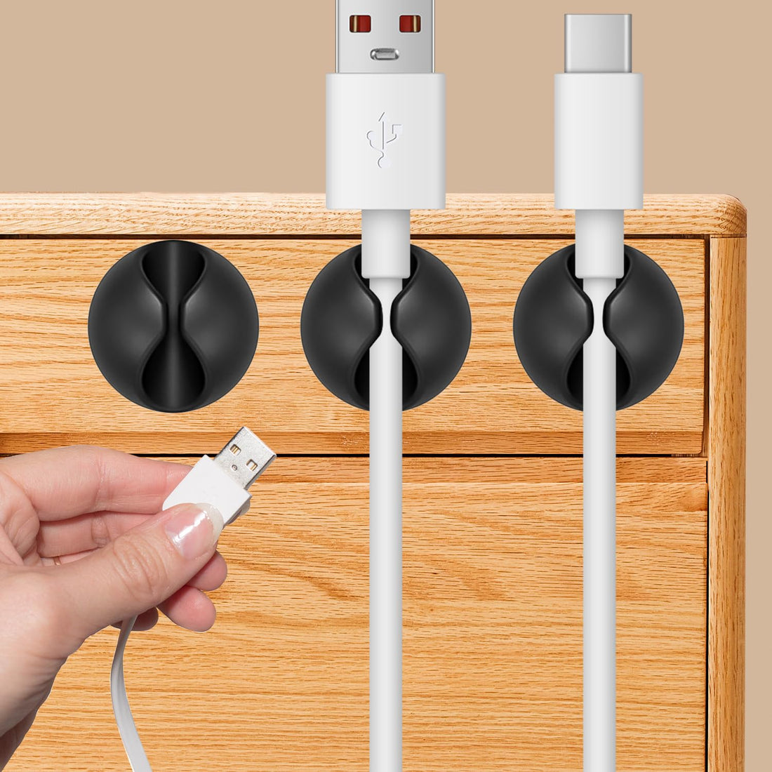 Cable Organizer Set for Desk, Nightstand, and Home Office Use