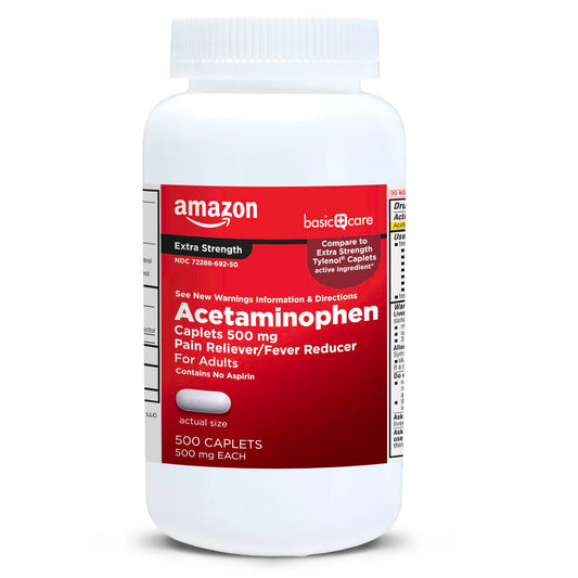 Pain Relief Medication with Acetaminophen, 500mg Caplets, 500 Count