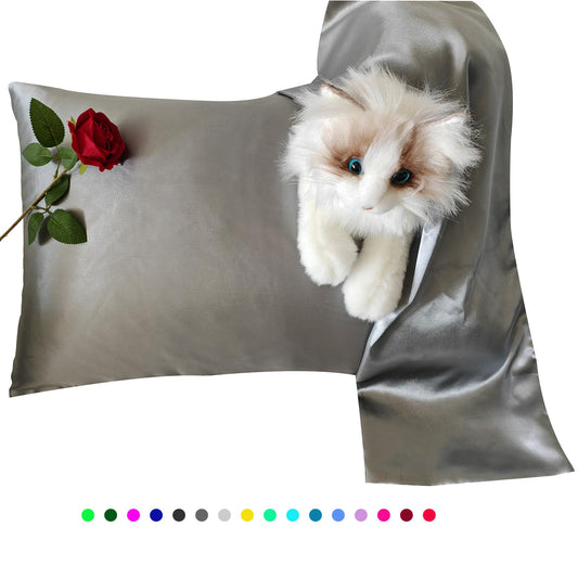 Dark Grey Satin Pillowcases