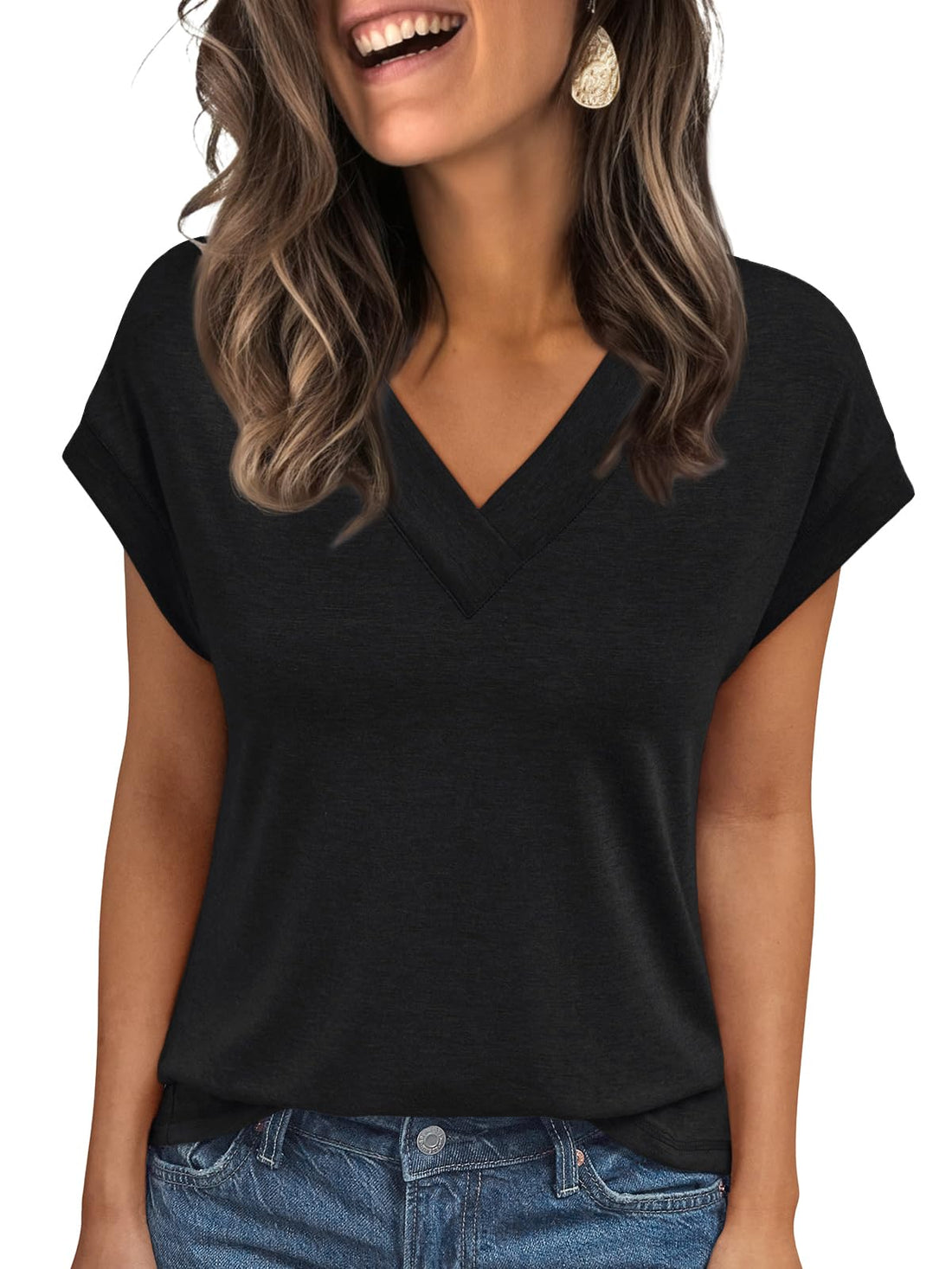 Women's Casual Summer T Shirts with V Neck Design 2025