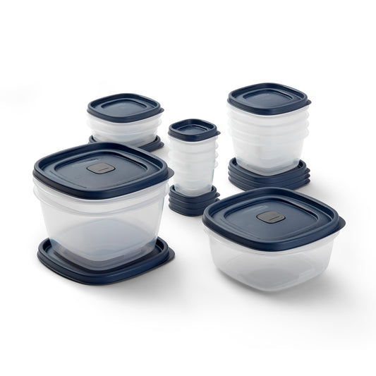 Rubbermaid Easy Find Lids® Food Storage Containers with Vented Lids, 26 Piece Set, Blue.