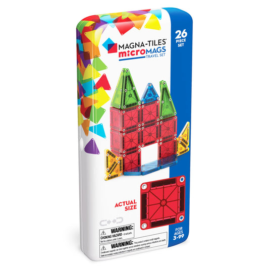 MAGNA-TILES microMAGS 26-Piece Travel Magnetic Construction Set – Bold Colors, The Original Magnetic Building ...