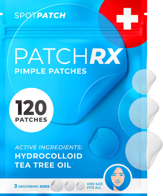 PatchRx Pimple Patches for Face (120 Patches), Hydrocolloid Acne Patches with Tea Tree Oil, Pimple...