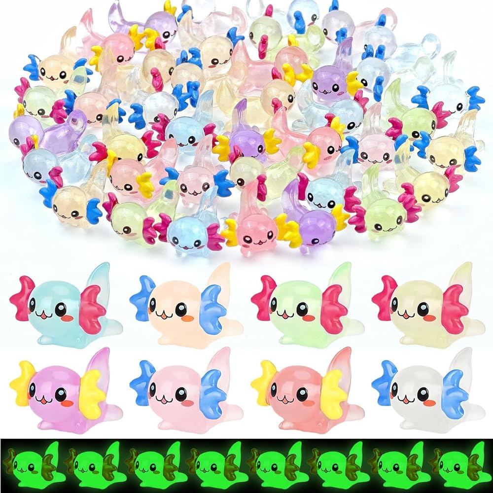 Luminous Mini Resin Axolotls Figures