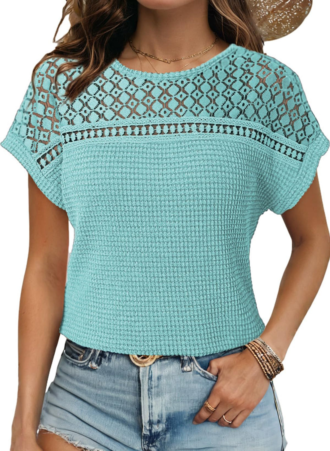 Chic and Comfortable Women's Waffle Knit Tunic Tops for Casual Wear.