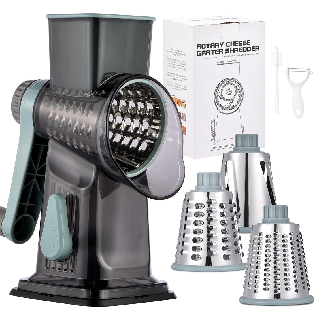 Rotary Cheese Grater with Handle Kitchen Shredder Slicer Grater A Versatile Rotary Grater for ...