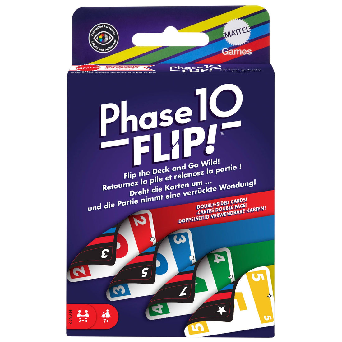 Phase 10 Flip Card Game for 2-6 Players with Color Phases.