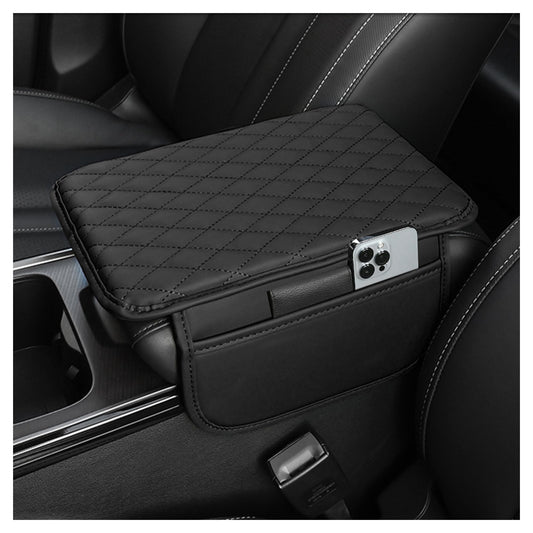 Upgraded Car Center Console Cover,Microfiber Leather Car Armrest Cover Cushion with 2 Storage Bags,Universal Car ...