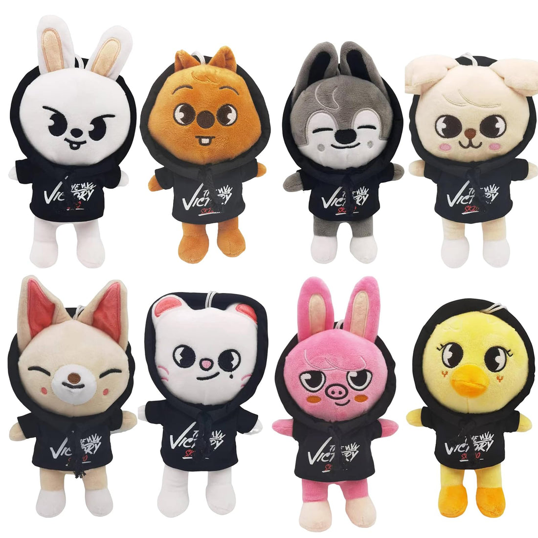K-Pop Plushies Set of 8: Stray Kids Cartoon Character Plush Toys.