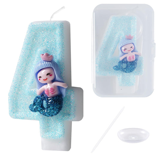 Mermaid 4th Birthday Candle Cake Topper