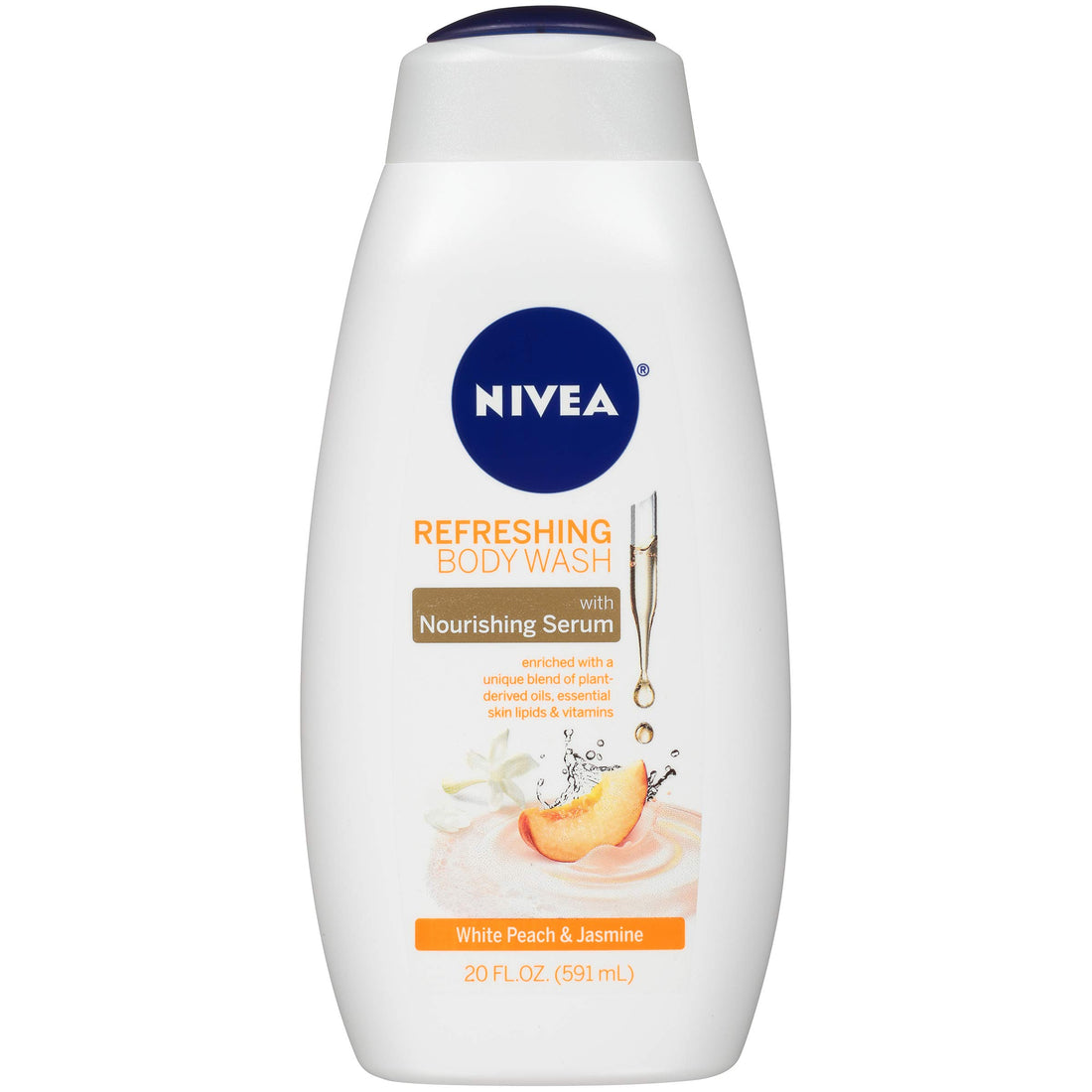 NIVEA Refreshing White Peach and Jasmine Body Wash, Scented Body Wash with Nourishing Serum, ...