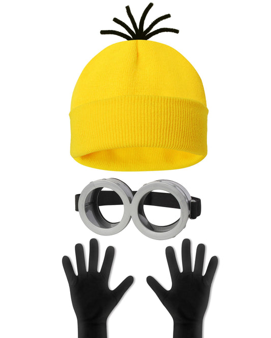 Halloween Costume Accessories Set for Adults with Goggles, Beanie, and Gloves