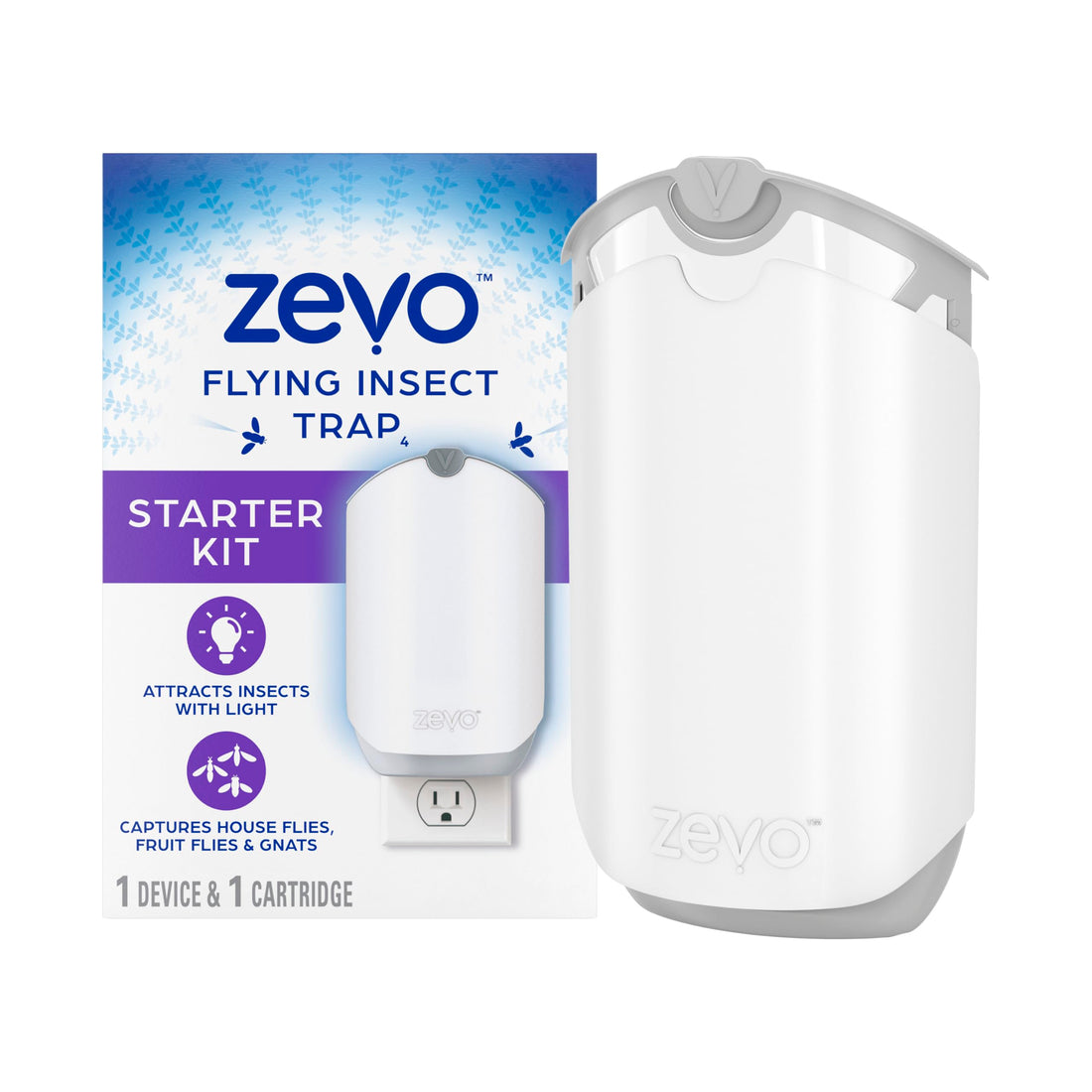 Zevo Flying Insect Trap for Indoors: Light Trap Captures Fruit Flies, Gnats and Houseflies, Starte...