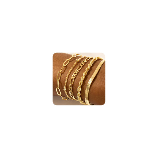 Gold Bracelets for Women, Dainty 14K Gold Plated Bracelet Stack for Women Trendy CZ Tennis ...