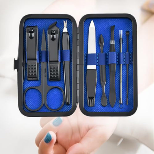 Portable Manicure Kit with Nail Clippers and Leather Case