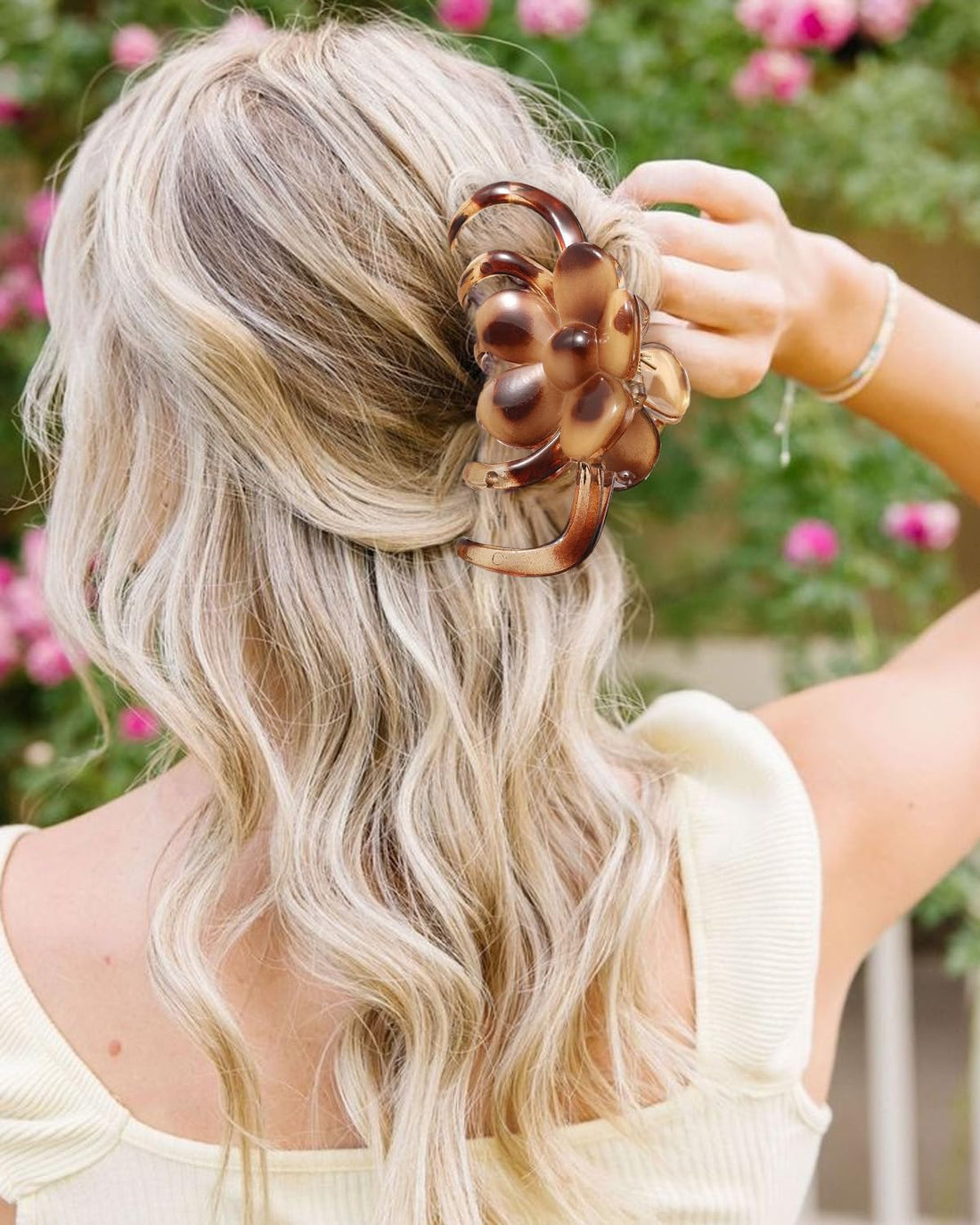 1 PC Flower Hair Clips, Leopard Hair Claw Clips for women, Strong Hold Hair Claws for Thick Thin ...