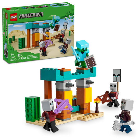 LEGO Minecraft Desert Patrol Toy Figures and Playset for Kids.