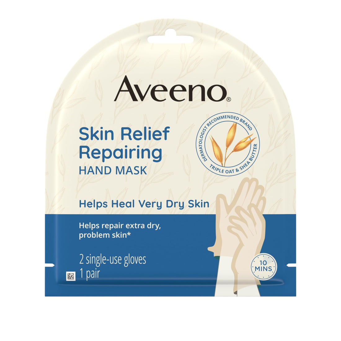 Aveeno Hand Mask Heals Very Dry Skin with Natural Relief.