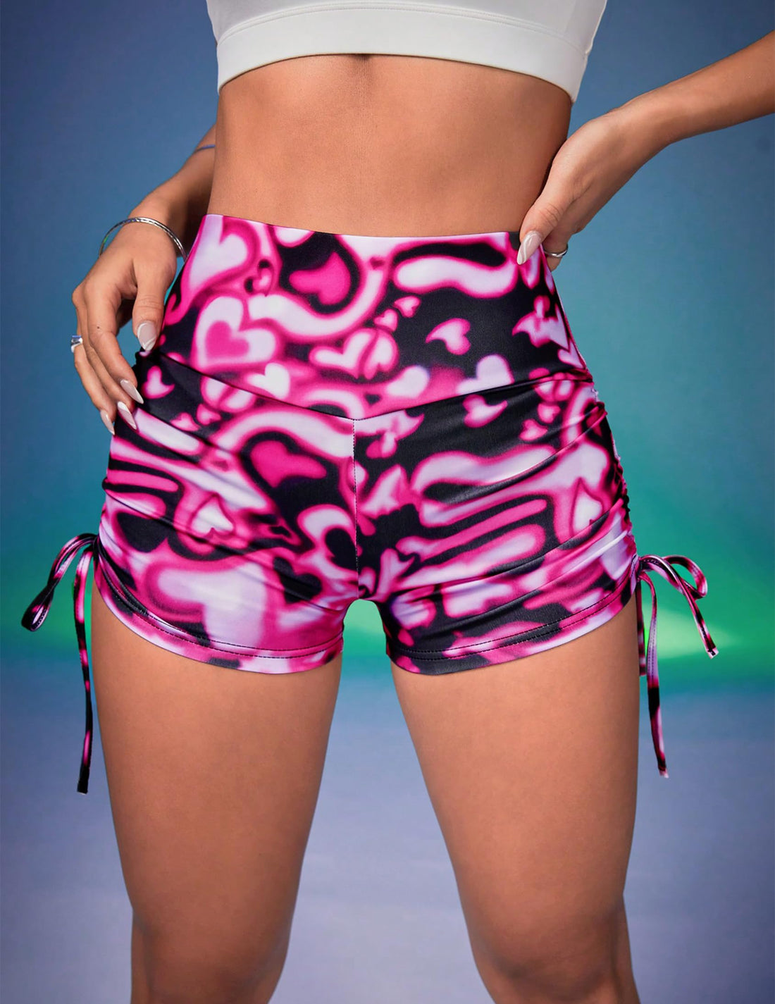 High Waisted Drawstring Scrunch Shorts for Women