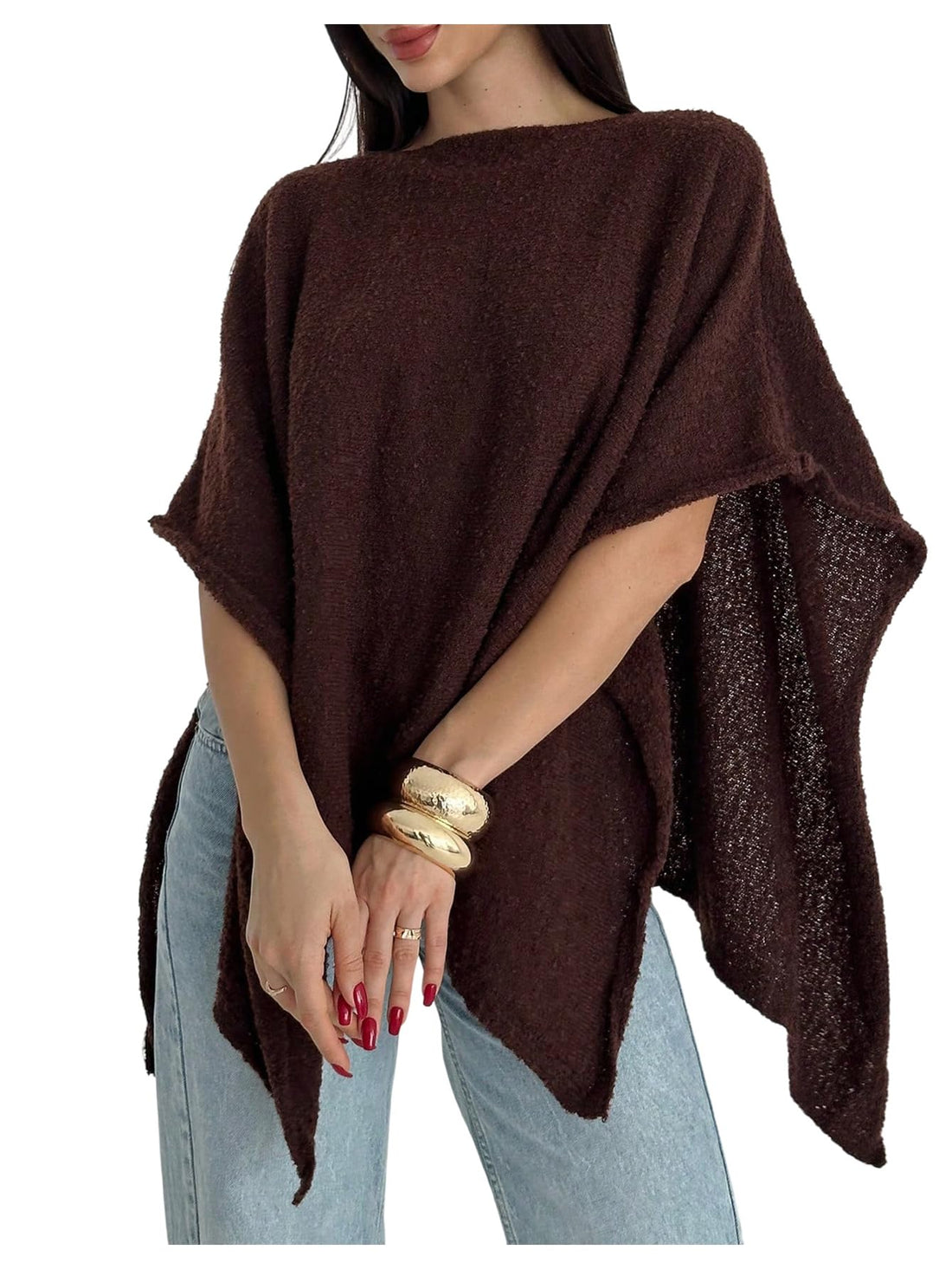 Sheer Poncho Sweater Shawl Wraps Coverup for Women