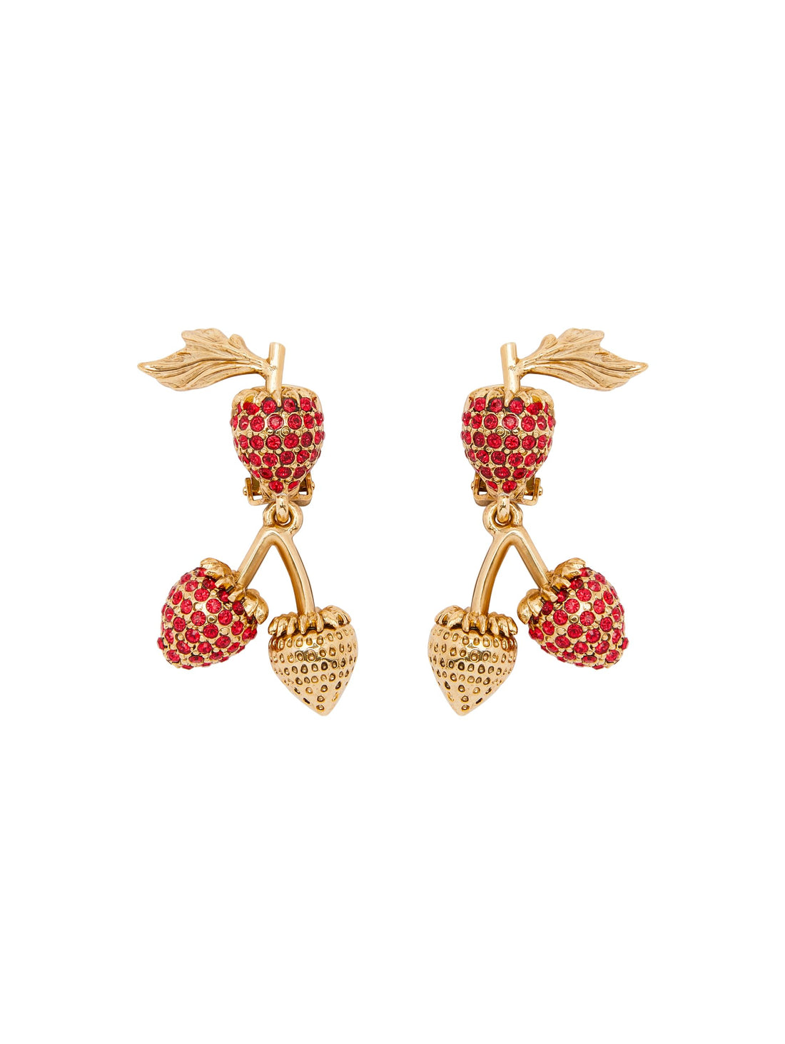 Elegant Oscar de la Renta Berry Branch Clip-On Earrings Style