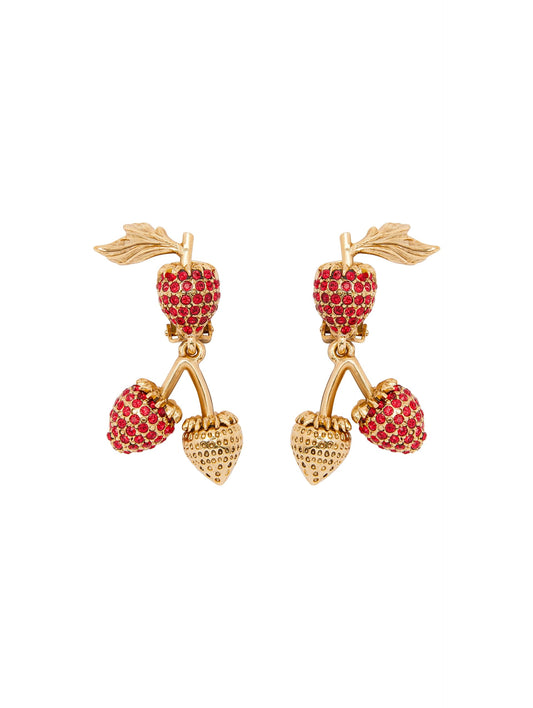 Elegant Oscar de la Renta Berry Branch Clip-On Earrings Style