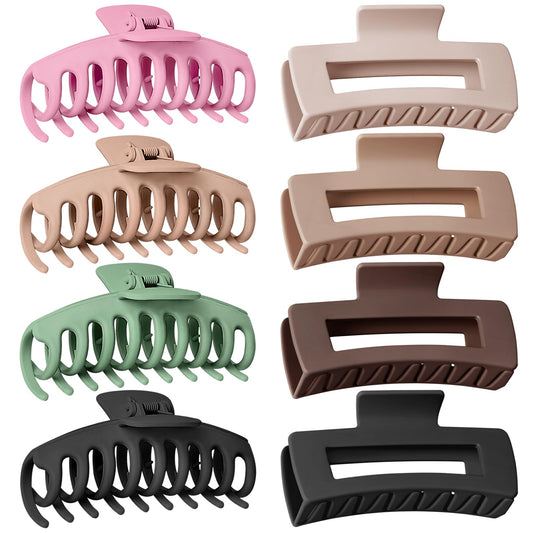 Big Hair Claw Clips for Women - 8 Pack Large Strong Hold Hair Clips