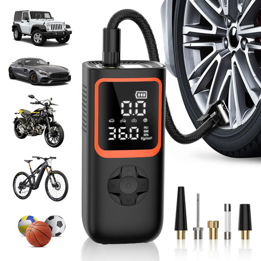 Tire Inflator Portable Air Compressor - 20000mAh ⁘ 150PSI Cordless Air Pump for Car Tires with Pressure Gauge ⁘ LED ...