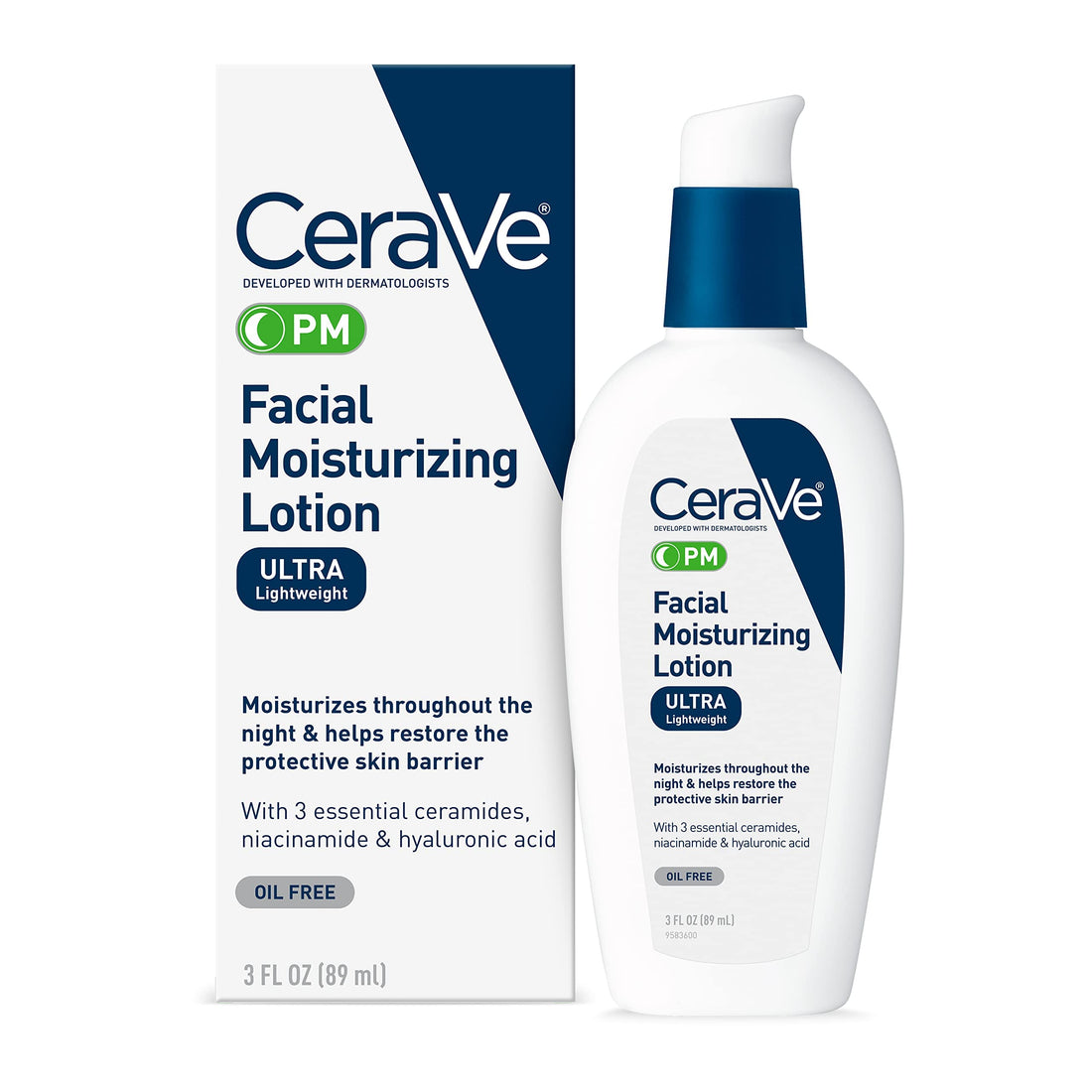 CeraVe PM Facial Moisturizing Lotion | Night Cream with Hyaluronic Acid and Niacinamide | ...