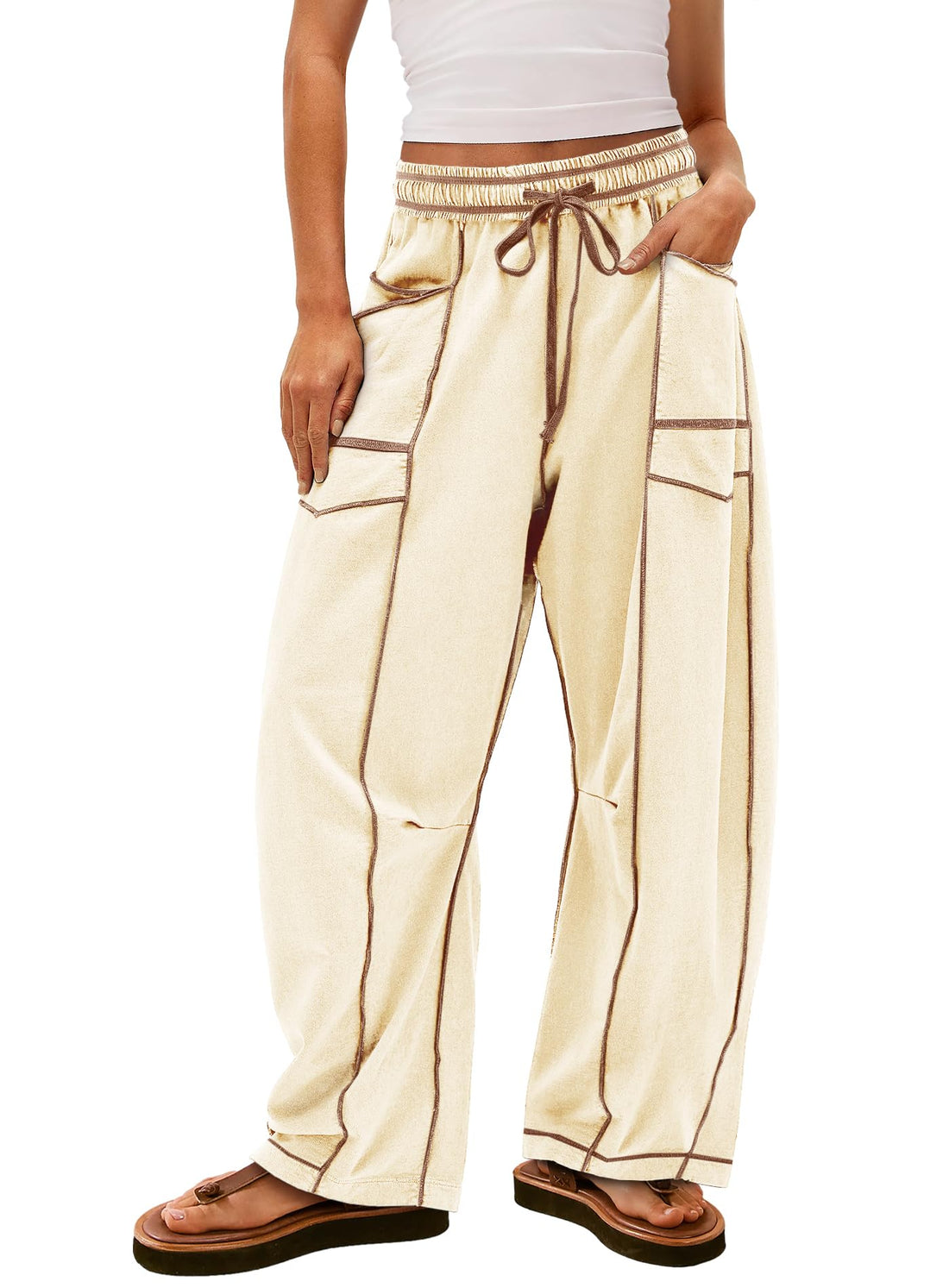 Women's Casual Wide Leg Palazzo Pants with Pockets Description Wide leg palazzo pants for women ...