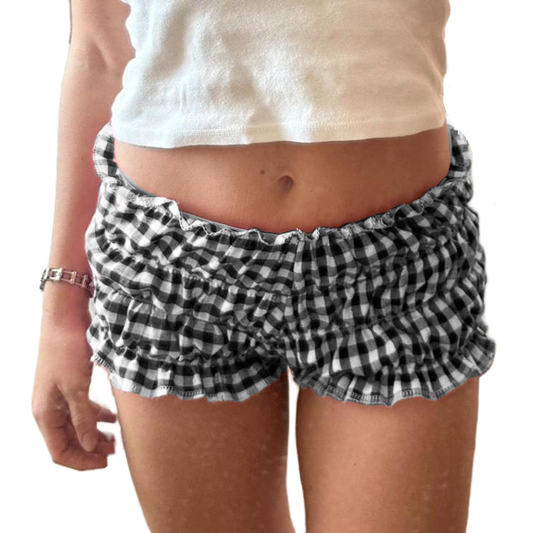 NUFIWI Women's Floral Print Y2k Low Rise Sexy Micro Shorts Elastic Pajama Bottoms Cute Sleep Shorts.