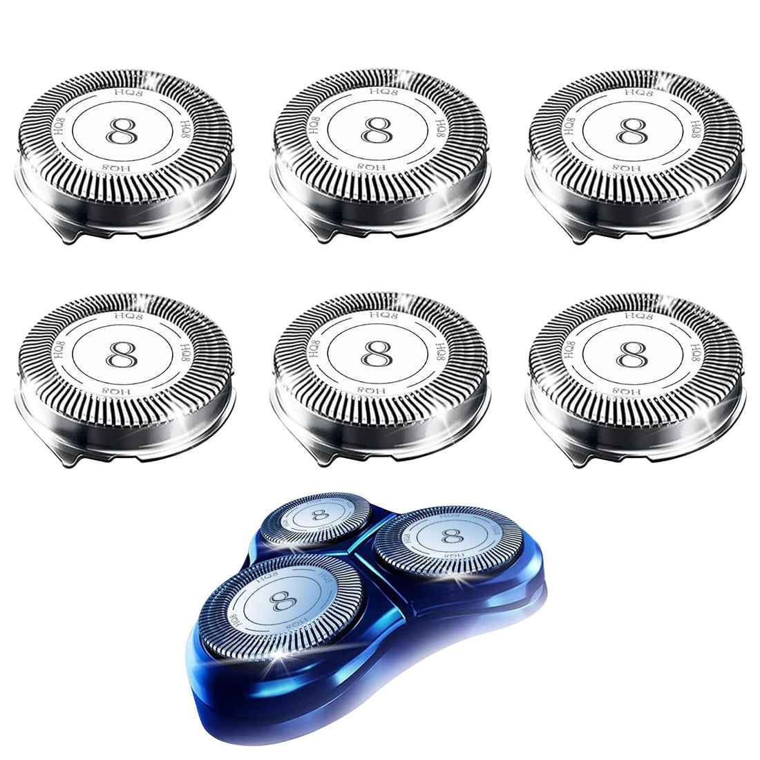 Replacement Razor Heads for Philips Norelco Shavers - 6 Pack HQ8 Blades Compatible with Aquatec ...
