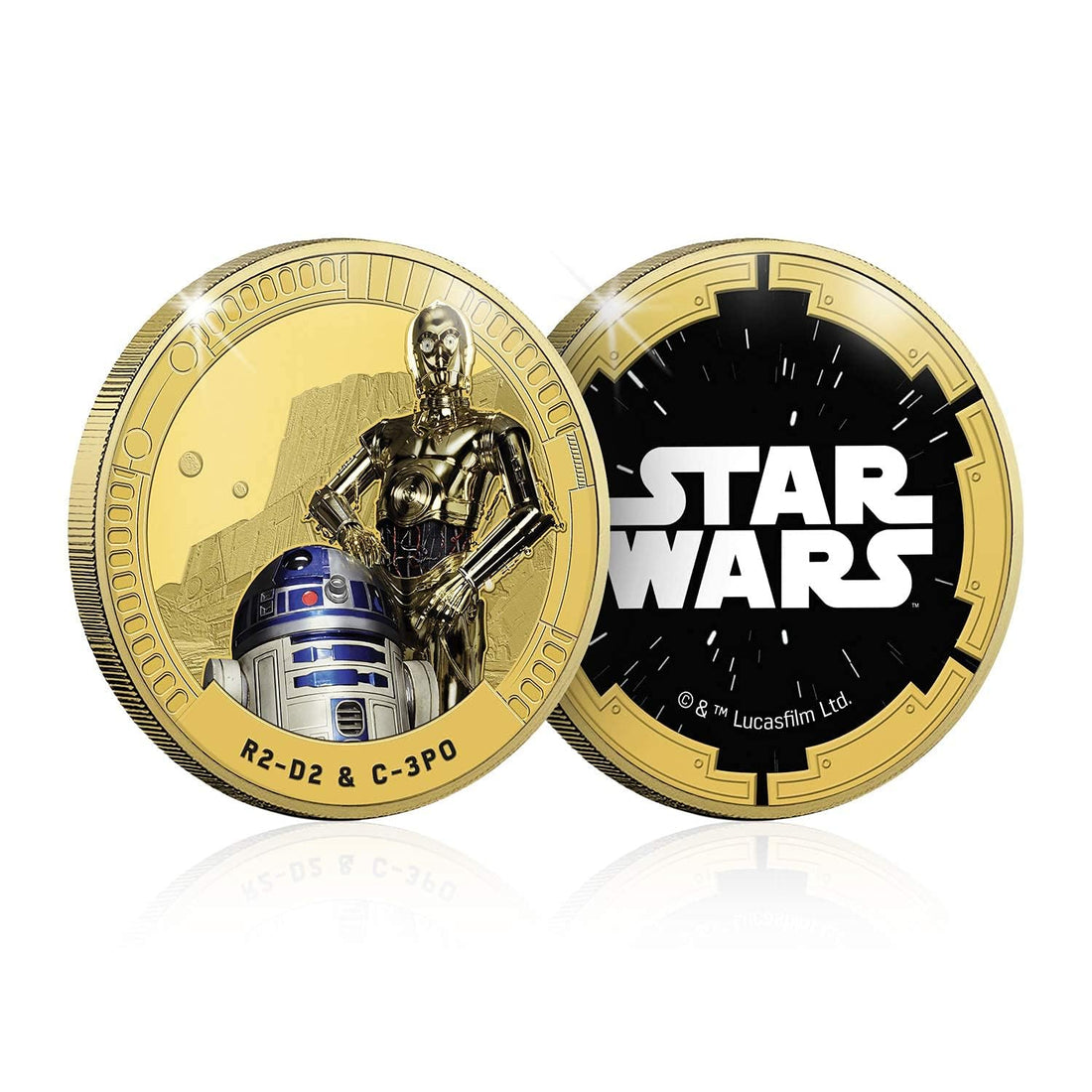 Star Wars - R2-D2 ⁘ C-3PO 44mm Commemorative Coin Au Plated + Full Colour Edition, Oficial Licensed Collection and The ...