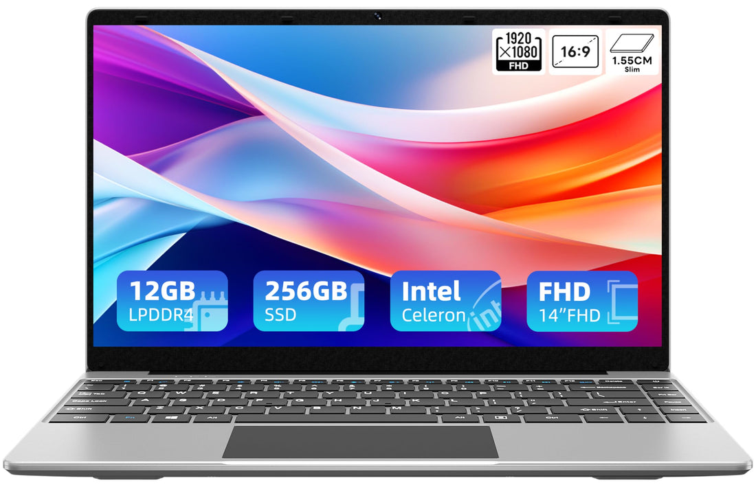 Laptop 12GB RAM 256GB SSD, 14⁘ FHD 1920x1080 Display, Quad Core Celeron J4105 CPU, Up to 2.5GHz, Protable Computer with ...