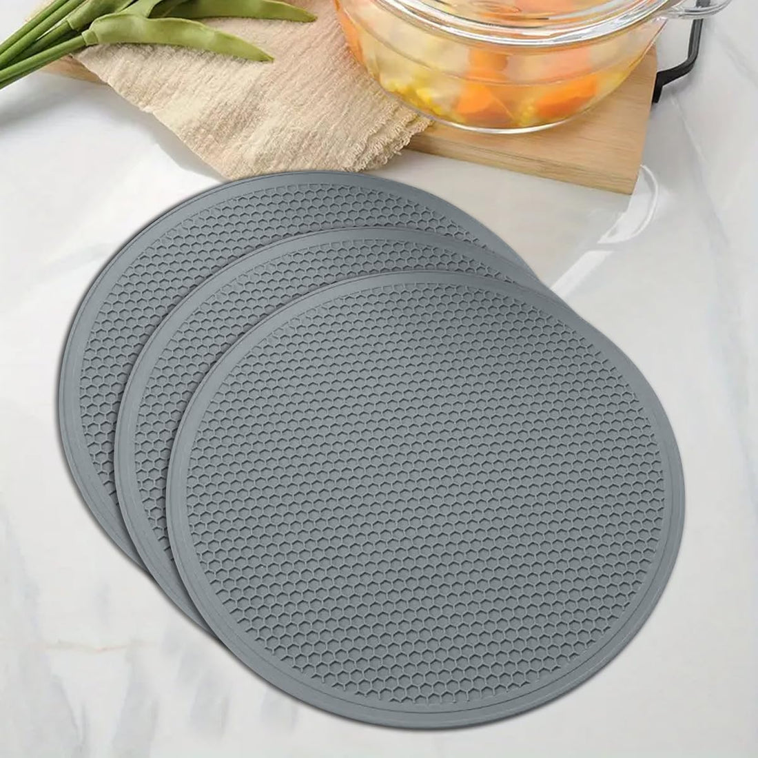 3 Pack Trivets for Hot Dishes - Hot Pads for Kitchen Essentials Set Accessories, Silicone Pot ...