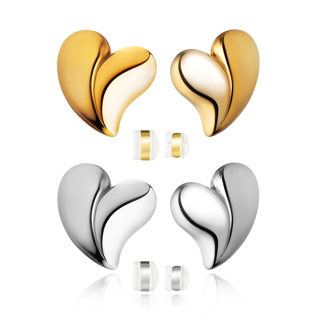 Vio Berk 18K Gold Plated Heart Earrings and Necklace Set