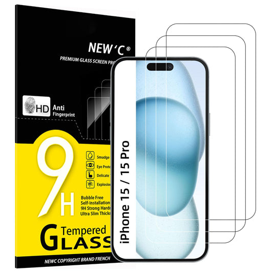 NEW'C 3 Pack Designed for iPhone 15/15 Pro (6.1 Inch)