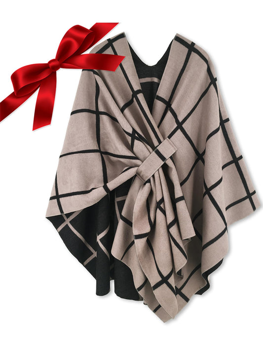 Cozy Fall and Winter Shawl Poncho Surplice Cardigans Wrap Cloak.