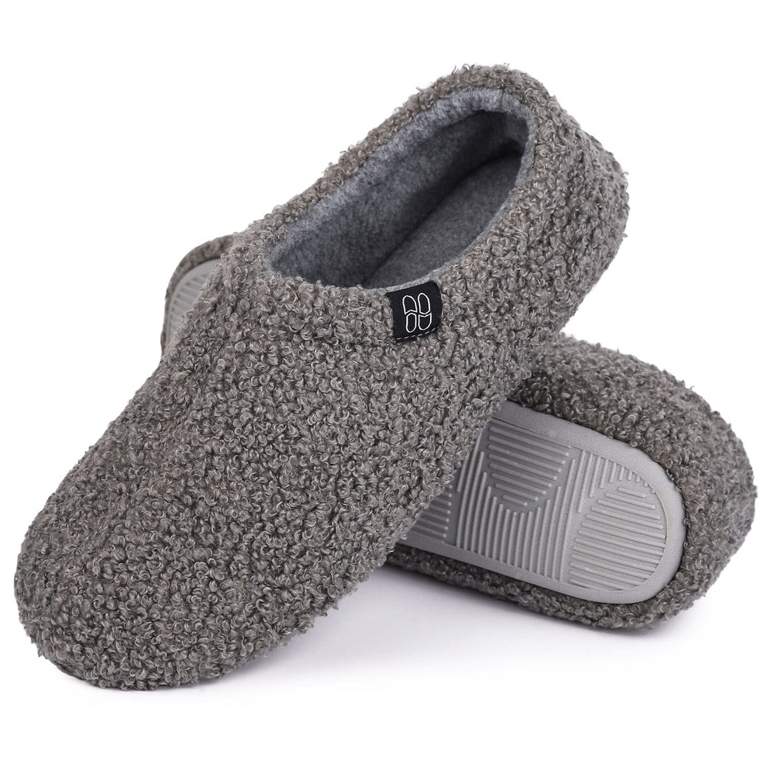 HomeTop Women's Fuzzy Curly Fur Memory Foam Loafer Slippers with Polar Fleece Lining.