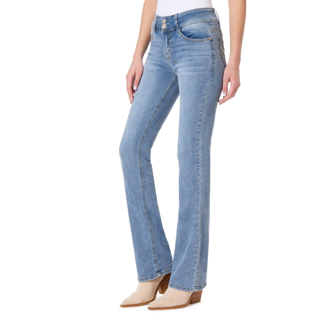 WallFlower Women's Luscious Curvy Bootcut Mid-Rise Insta Stretch Juniors Jeans.