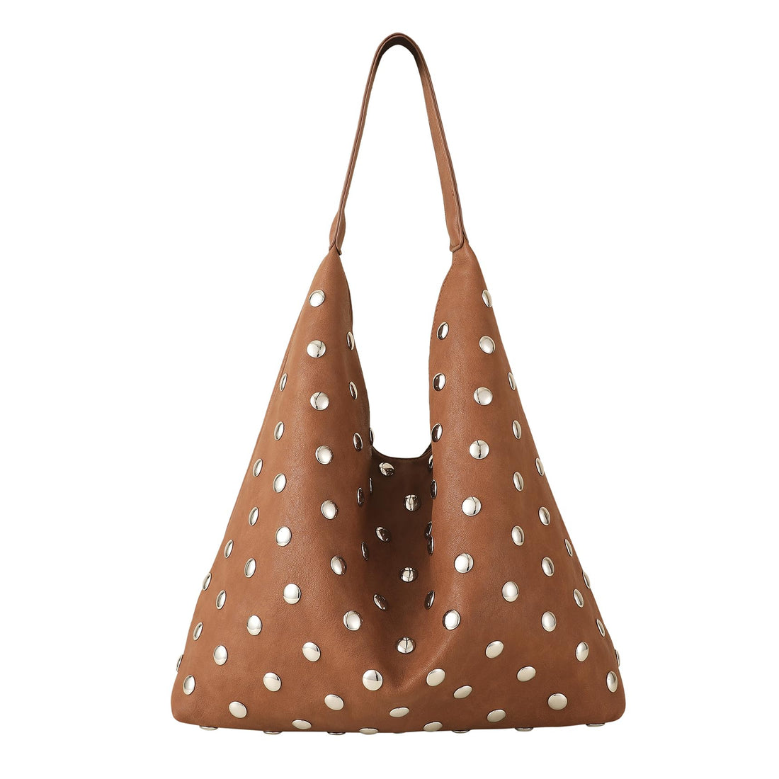 Studded Leather Hobo Purse for Women - Punk Style Tote Bag with Rivets