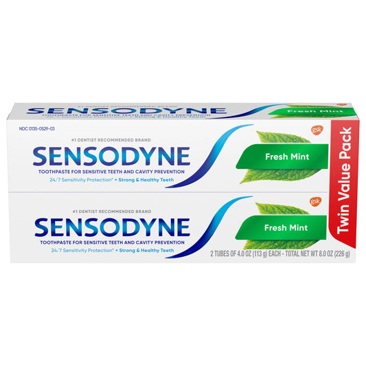 Sensodyne Fresh Mint Sensitive Toothpaste for Cavity Prevention and Sensitive Teeth Treatment