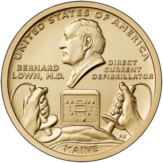 2024 P, D American Innovation - Maine - Direct Current Defibrillator $1 Coin - P and D 2 Coin Set ...