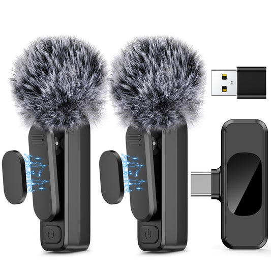 Wireless Lavalier Microphone for iPhone 15,Android Phone,Laptop,PC,Professional Mini Microphone with Noise ...